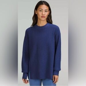 Lululemon Merino Wool-Blend Ribbed Crewneck Sweater, Heathered Psychic, size 8